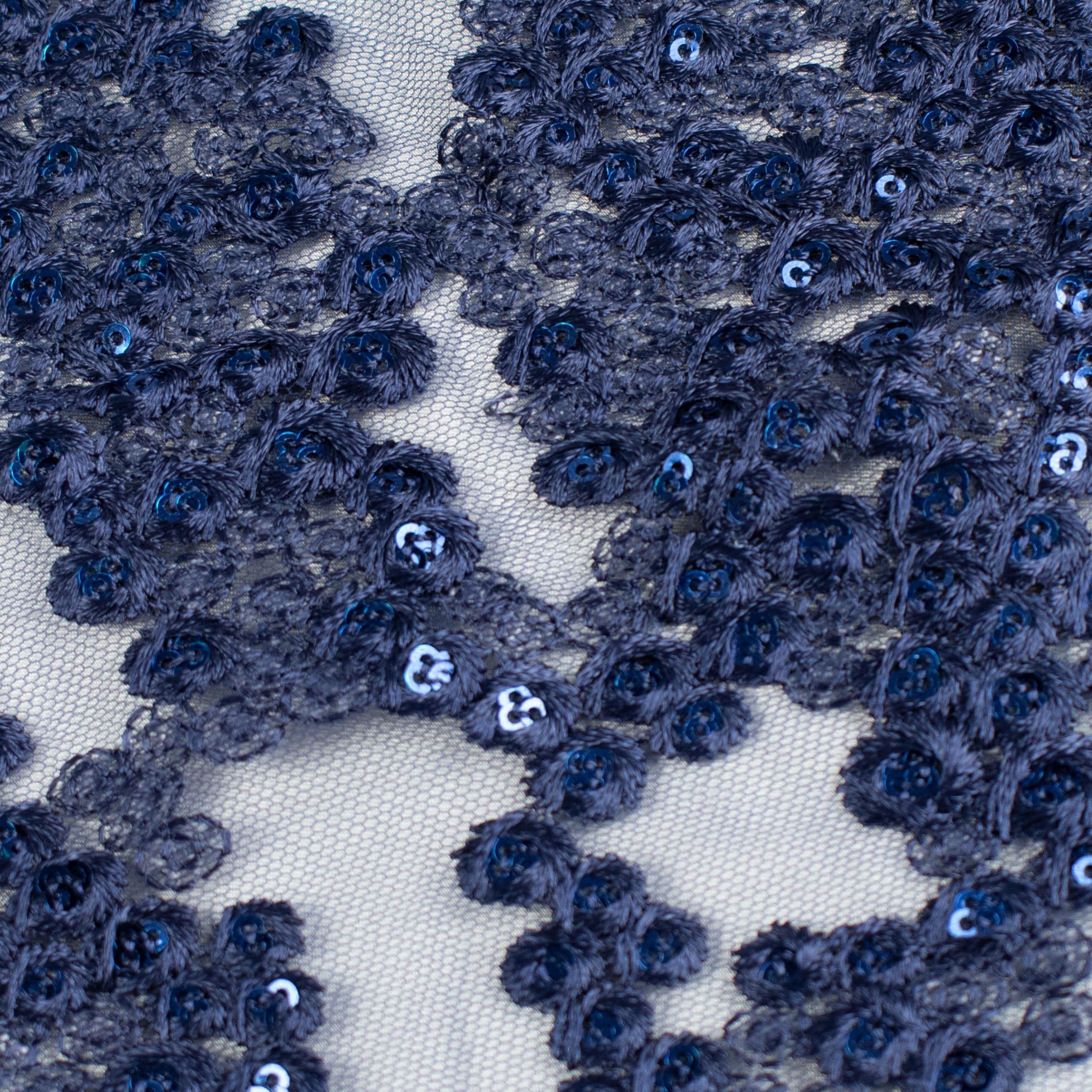 Sequin Embroidery Lace Navy
