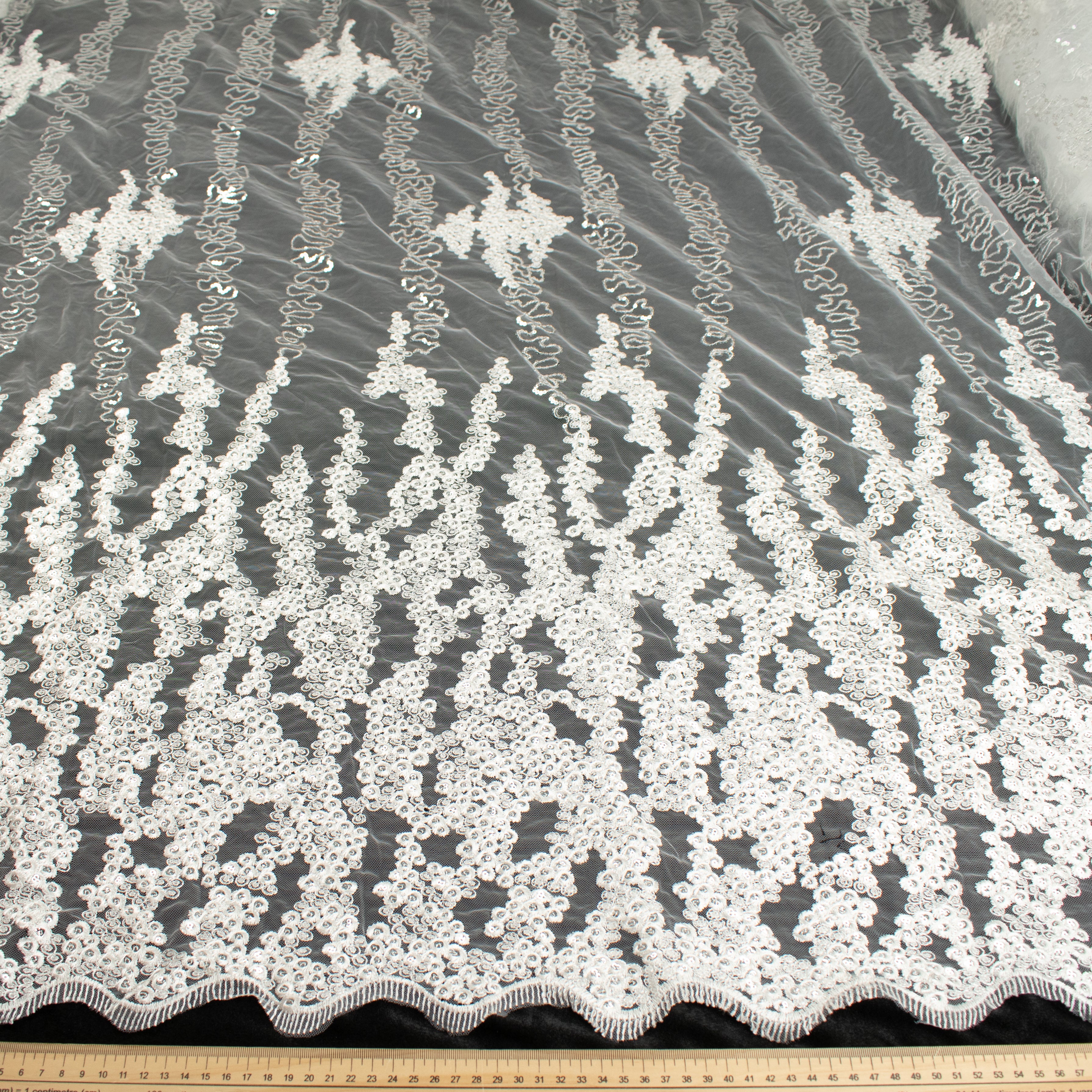 Sequin Embroidery Lace White