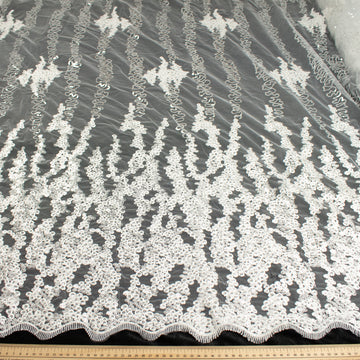 Sequin Embroidery Lace White