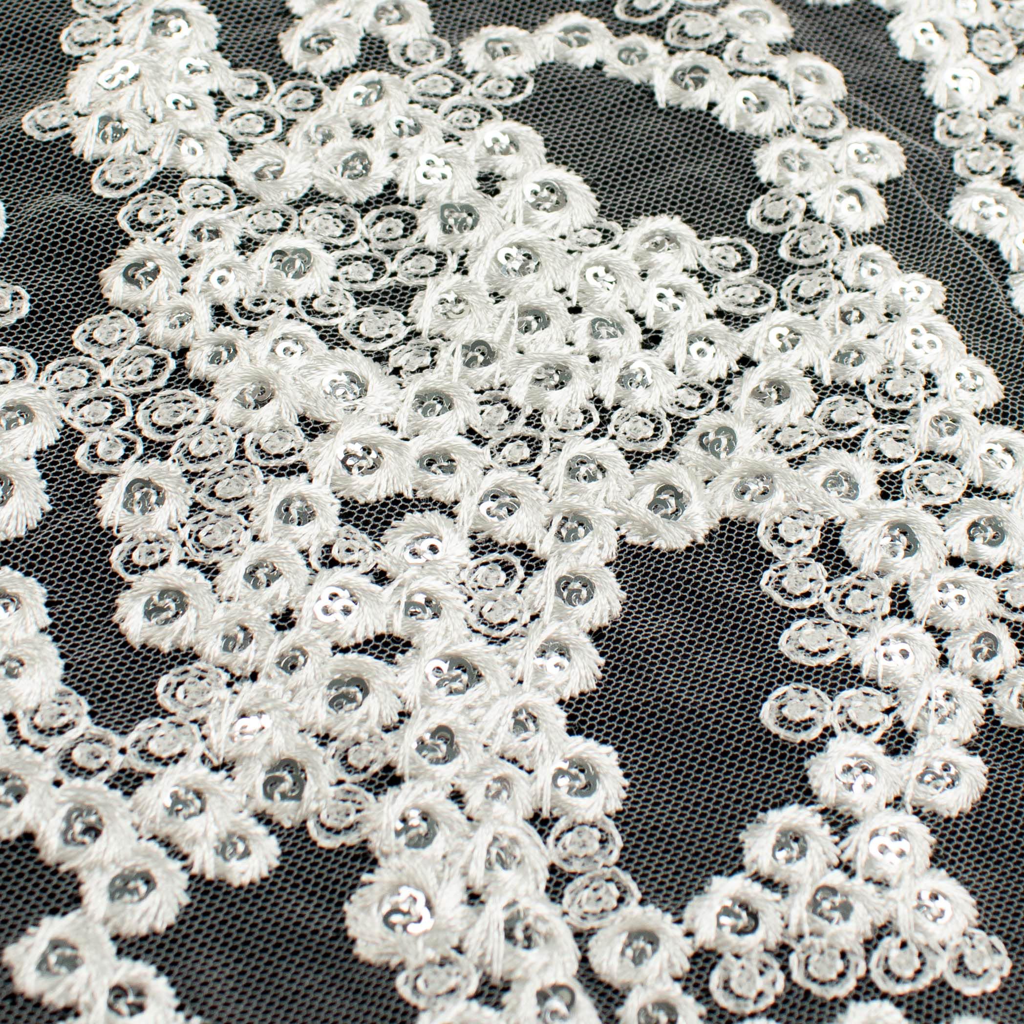 Sequin Embroidery Lace White