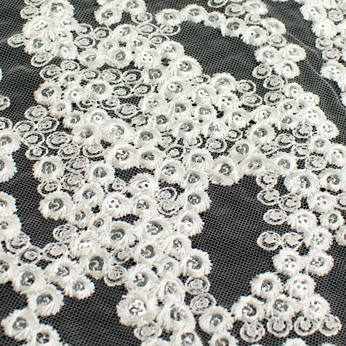 Sequin Embroidery Lace White