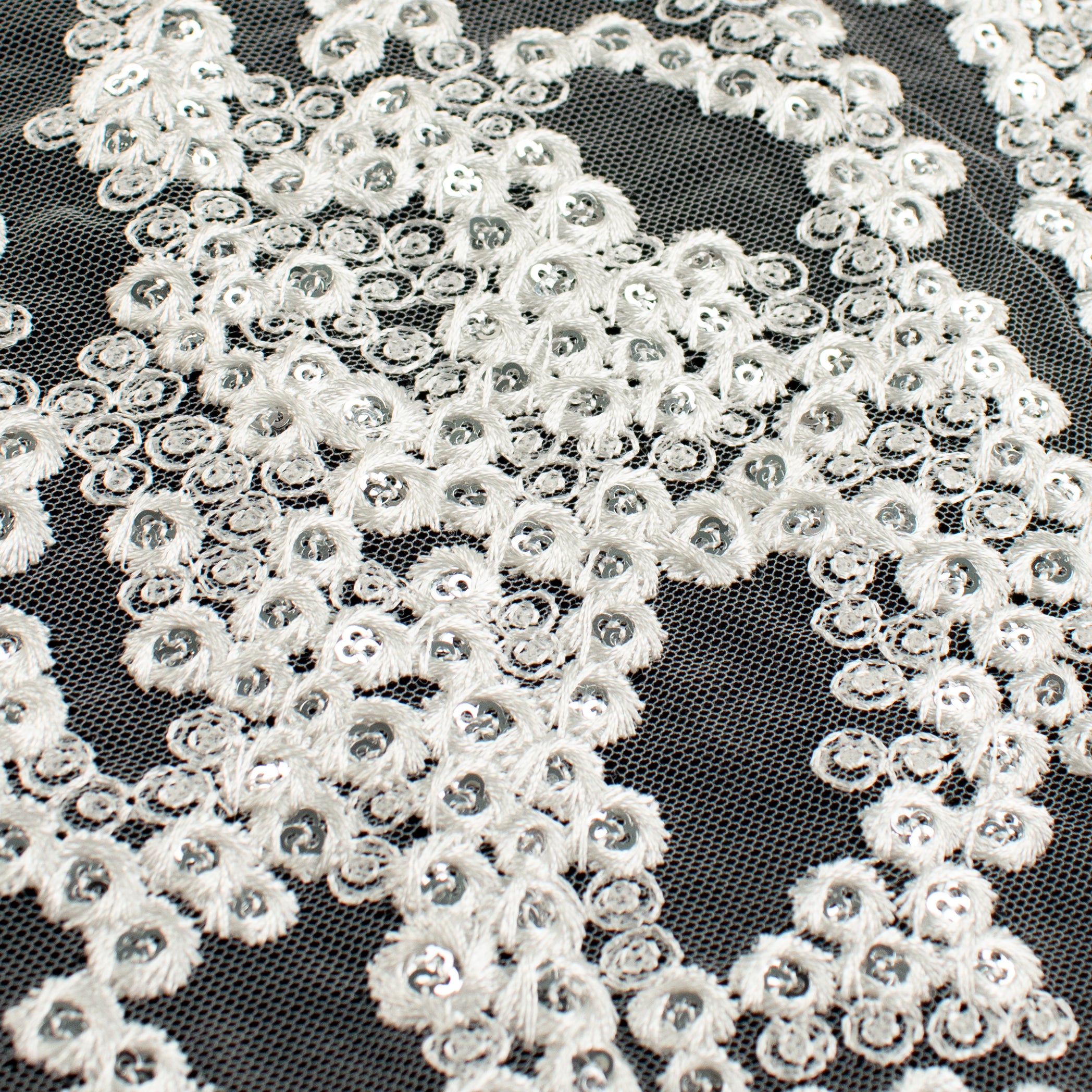 Sequin Embroidery Lace White