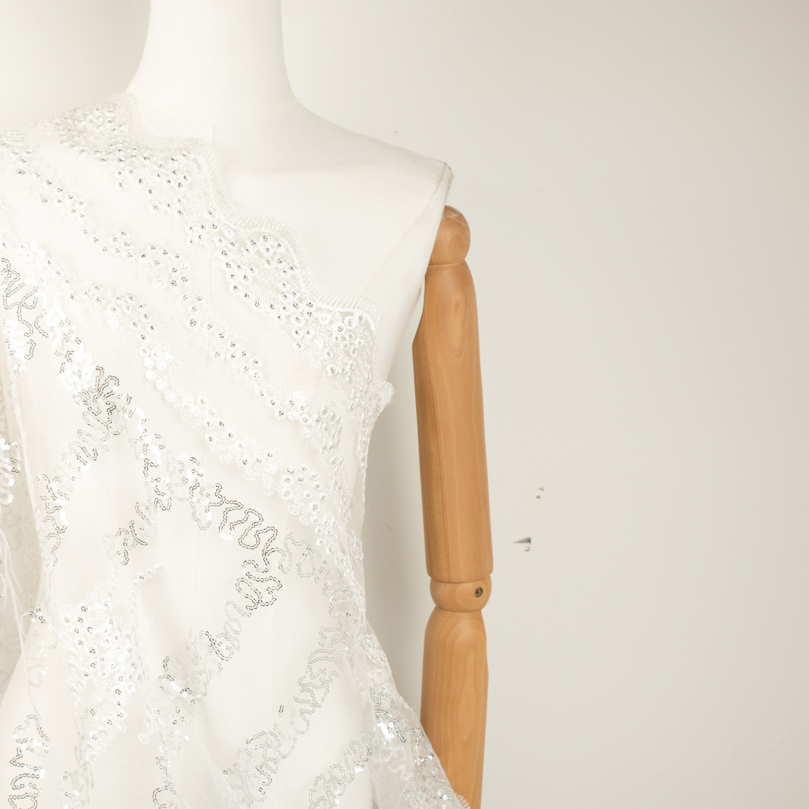 Sequin Embroidery Lace White