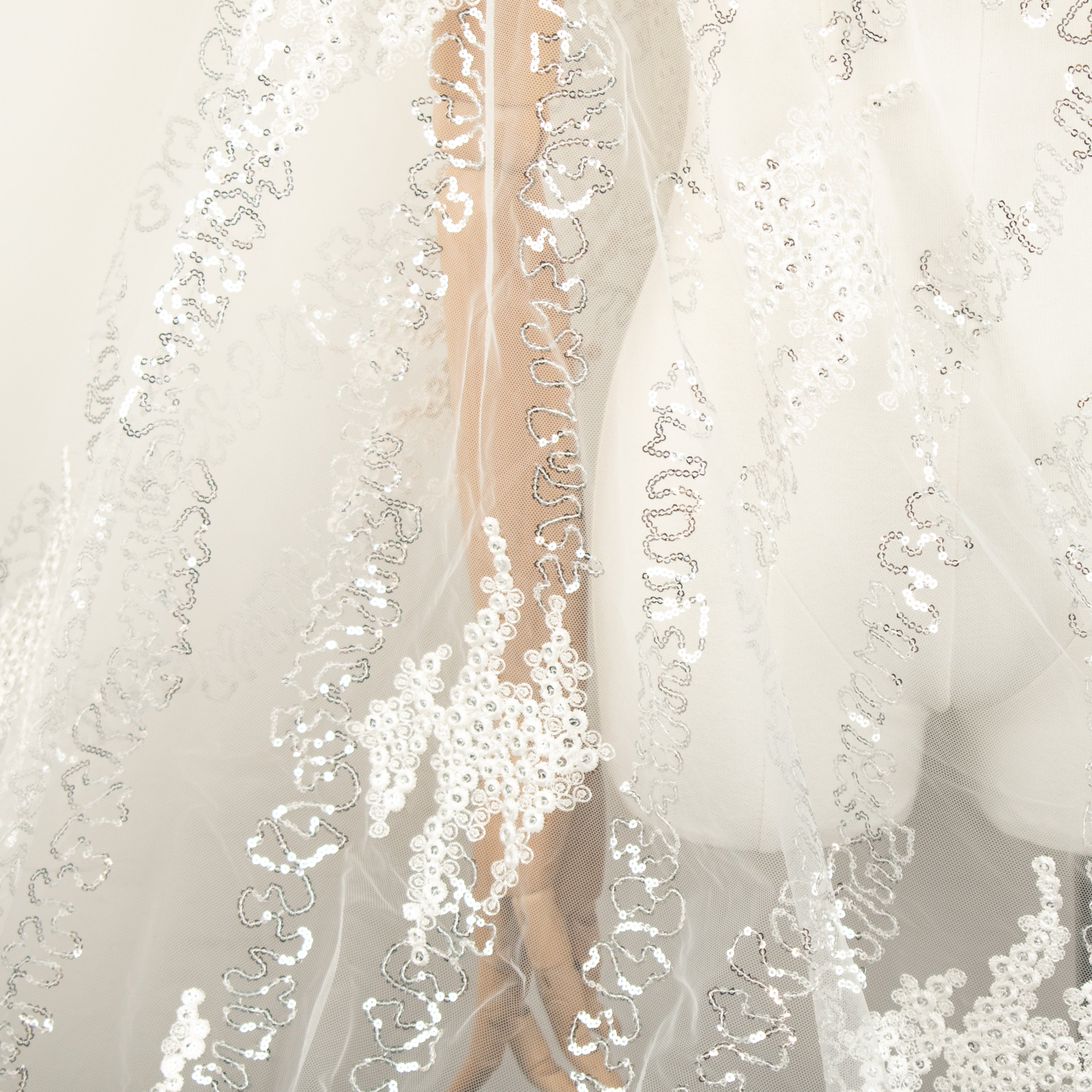 Sequin Embroidery Lace White