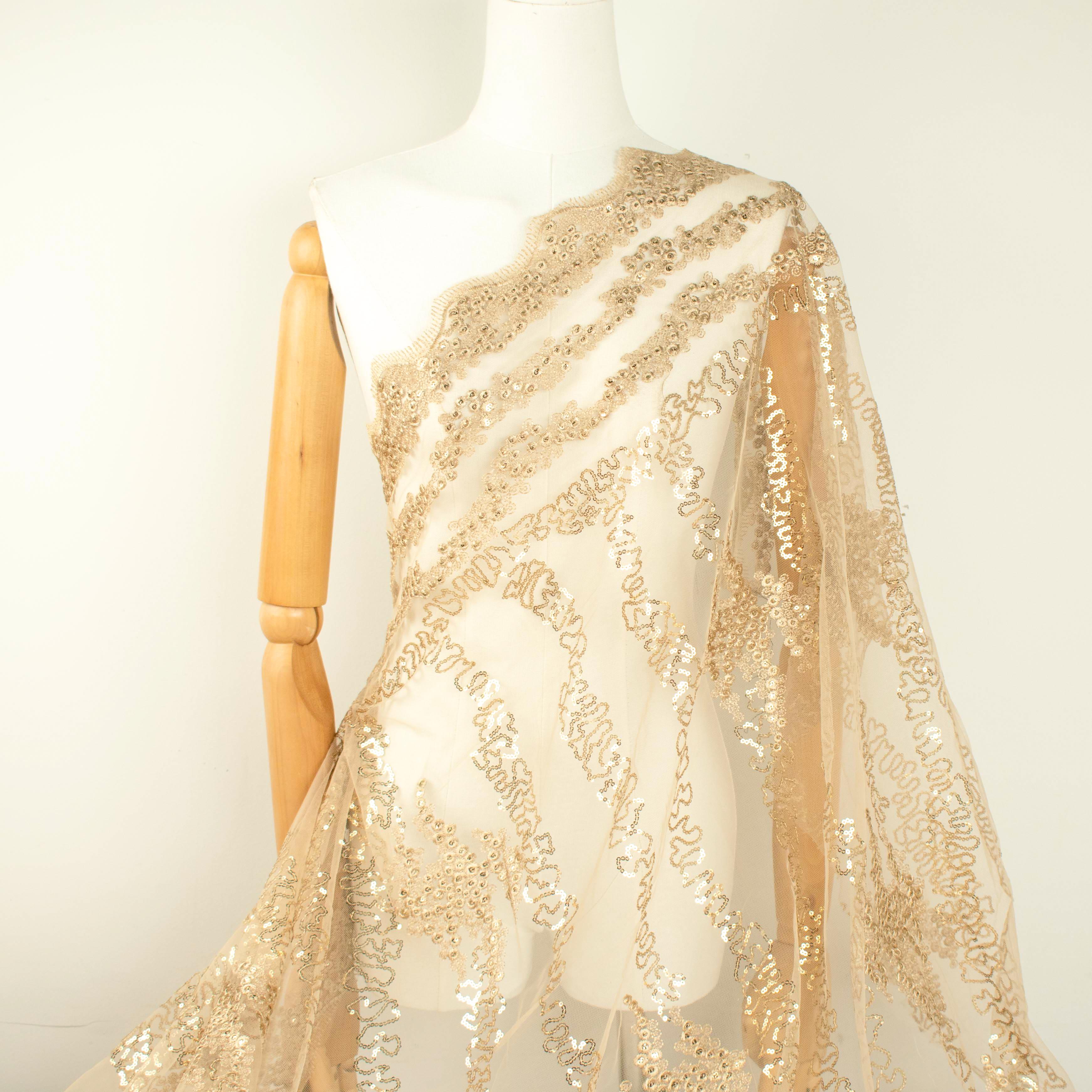 Sequin Embroidery Lace Gold