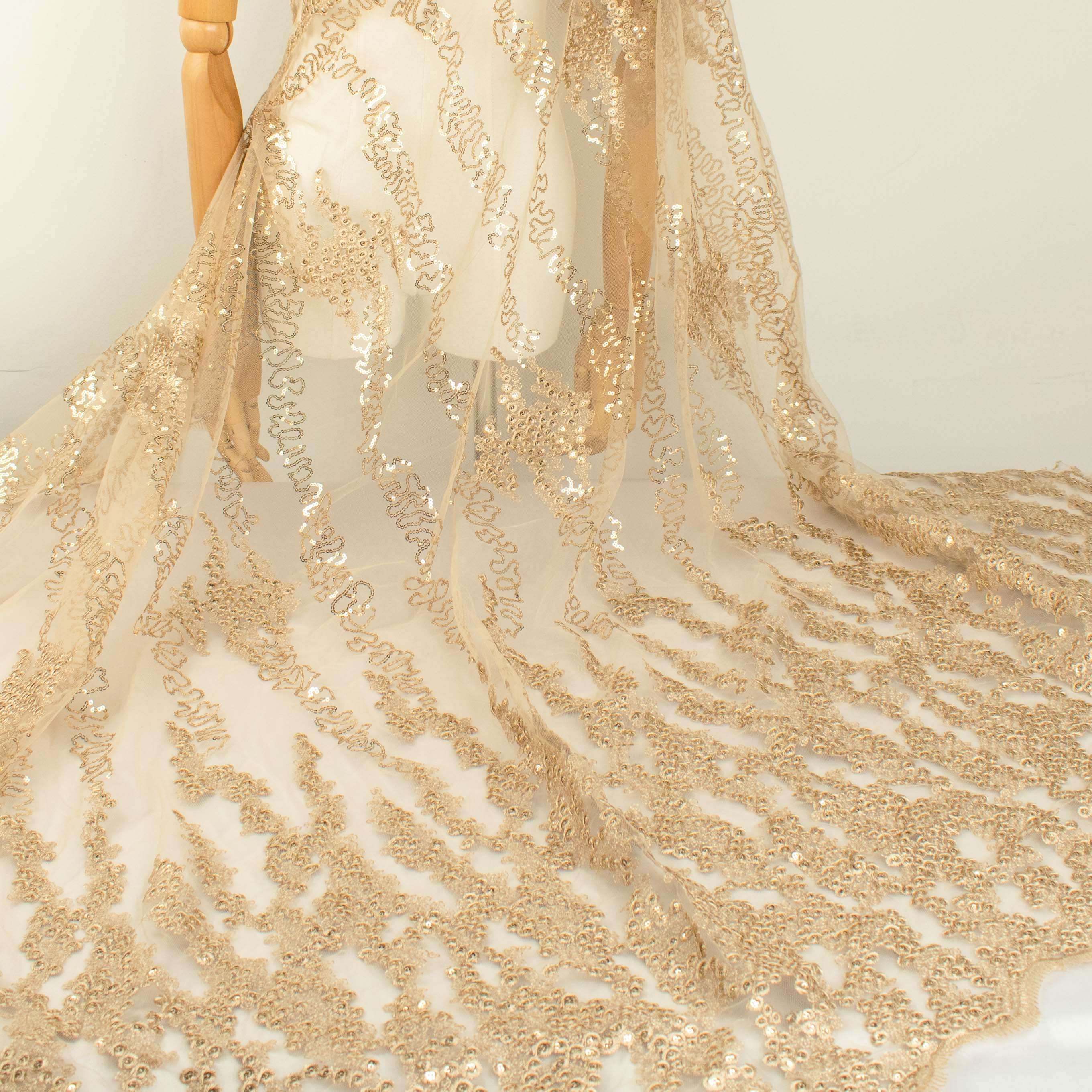 Sequin Embroidery Lace Gold