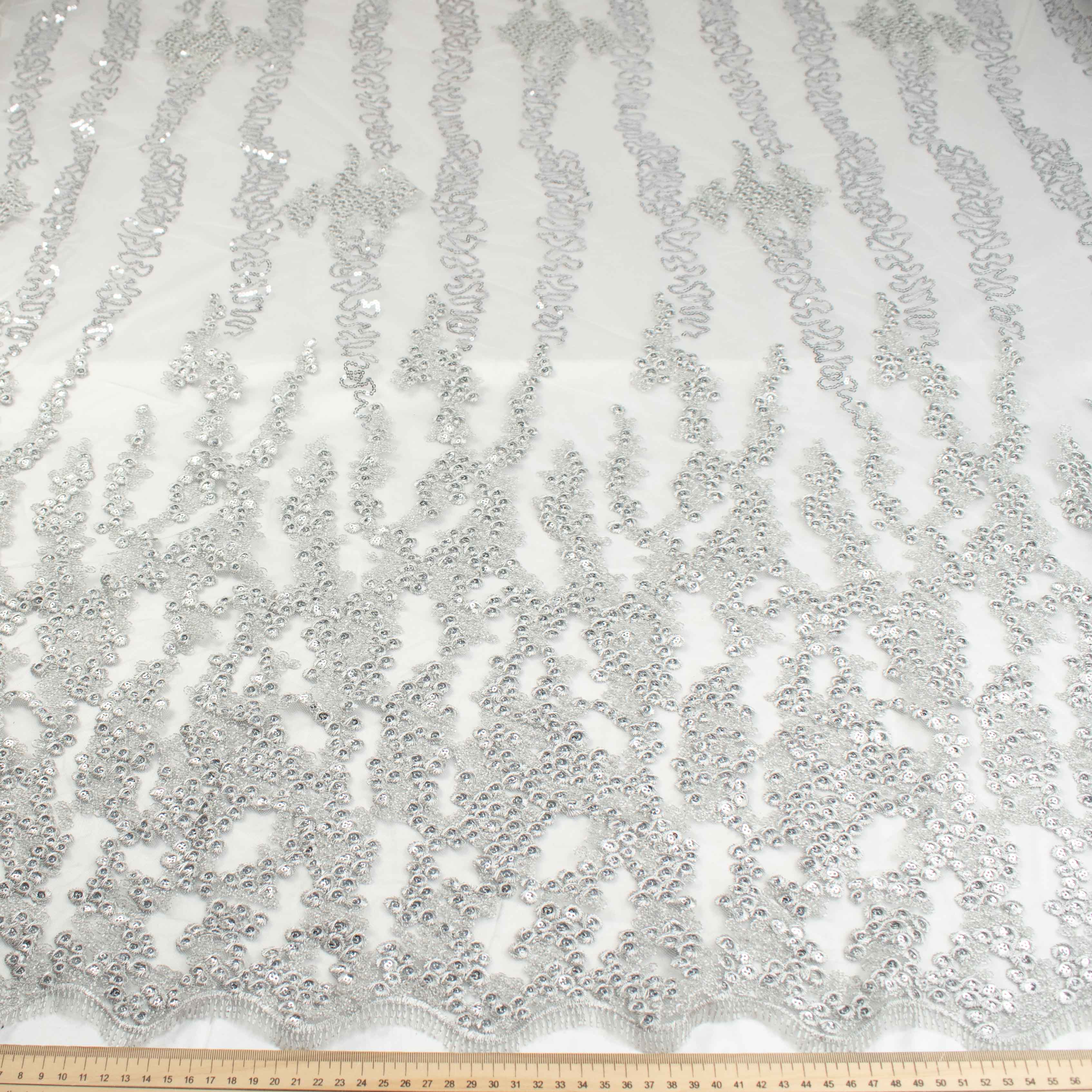 Sequin Embroidery Lace Silver