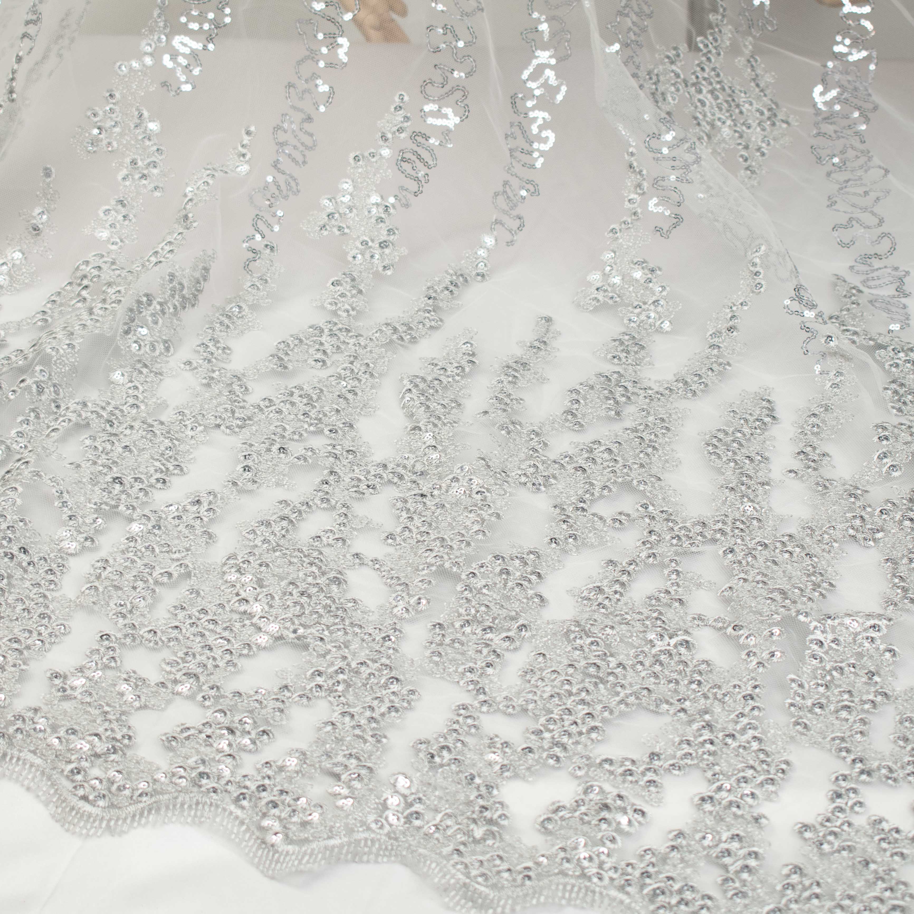 Sequin Embroidery Lace Silver