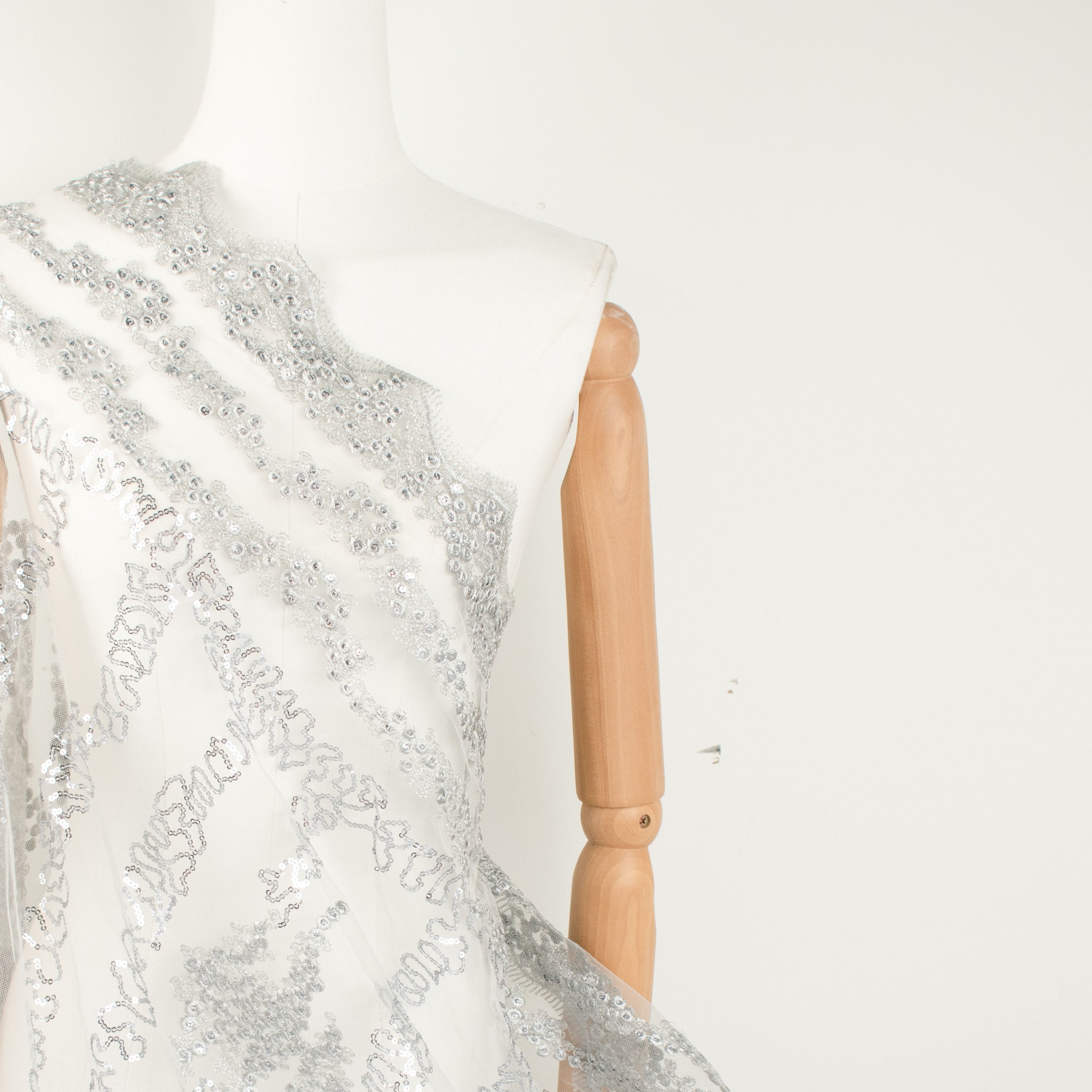 Sequin Embroidery Lace Silver