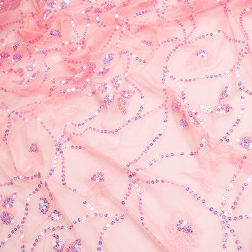 Light Sequin Tulle Lace Design-2 Baby Pink