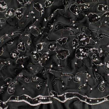 Light Sequin Tulle Lace Black Design-2