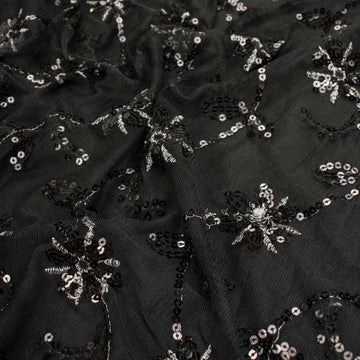 Light Sequin Tulle Lace Black Design-4