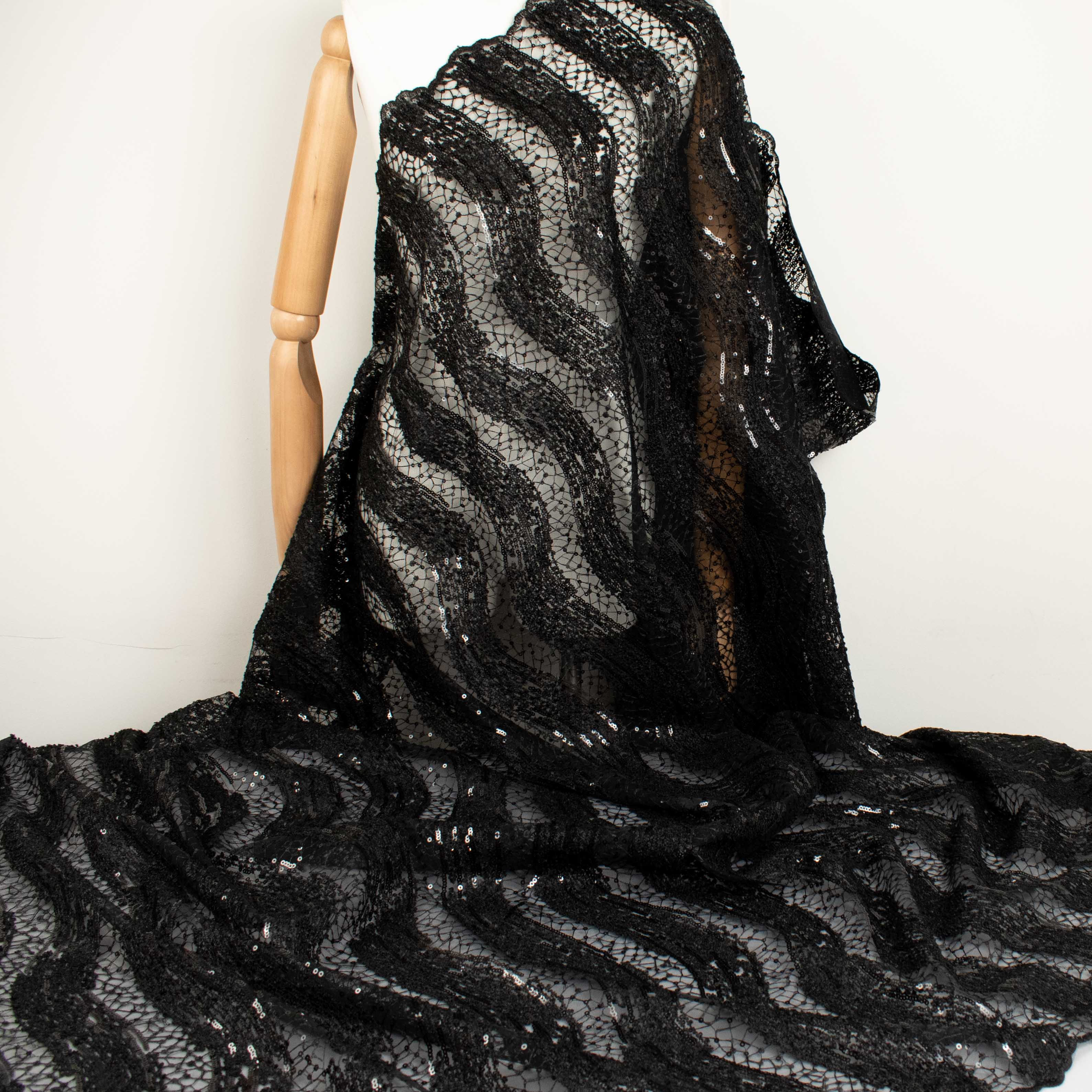 Sequin Boucle Lace Black