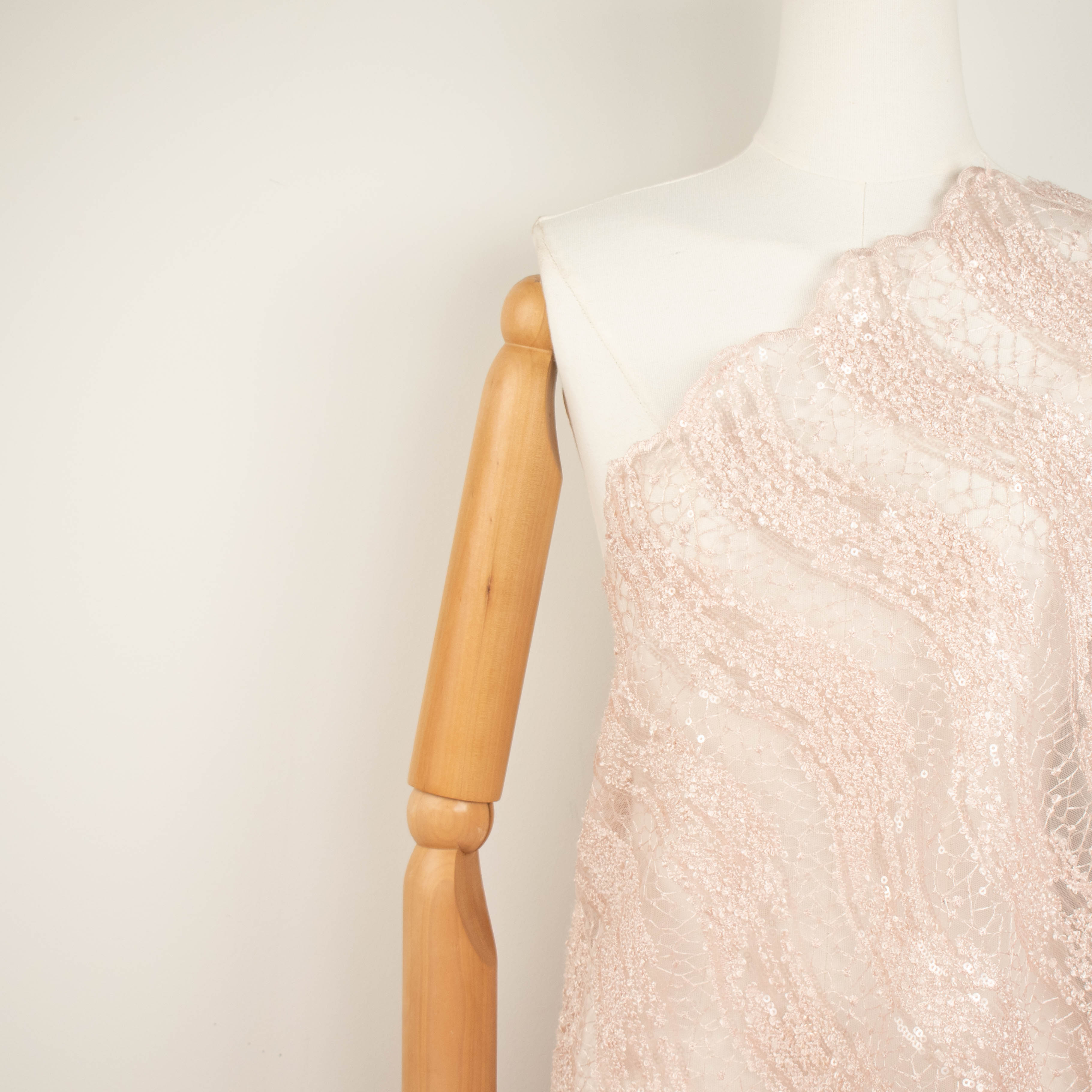 Sequin Boucle Lace Baby Pink