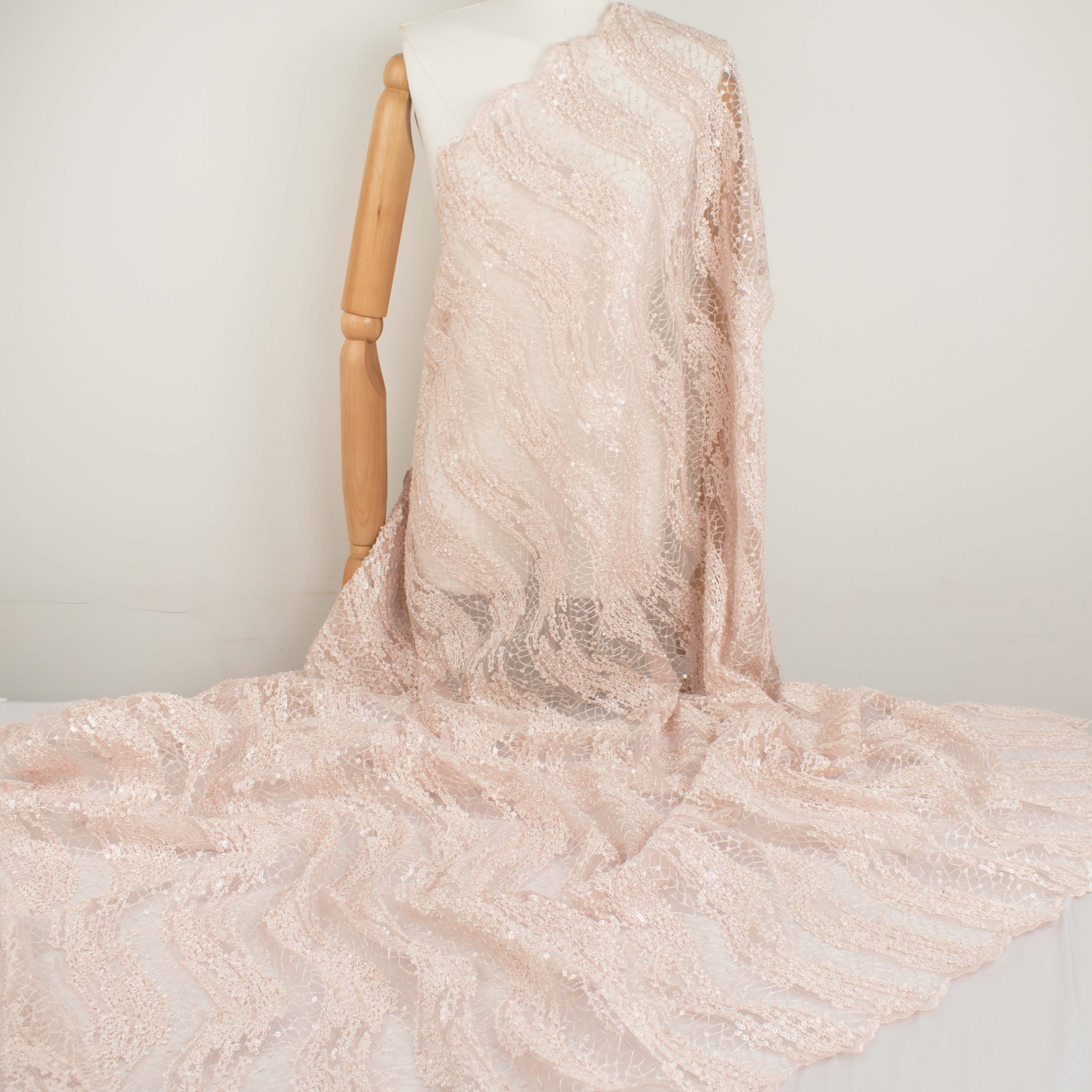 Sequin Boucle Lace Baby Pink