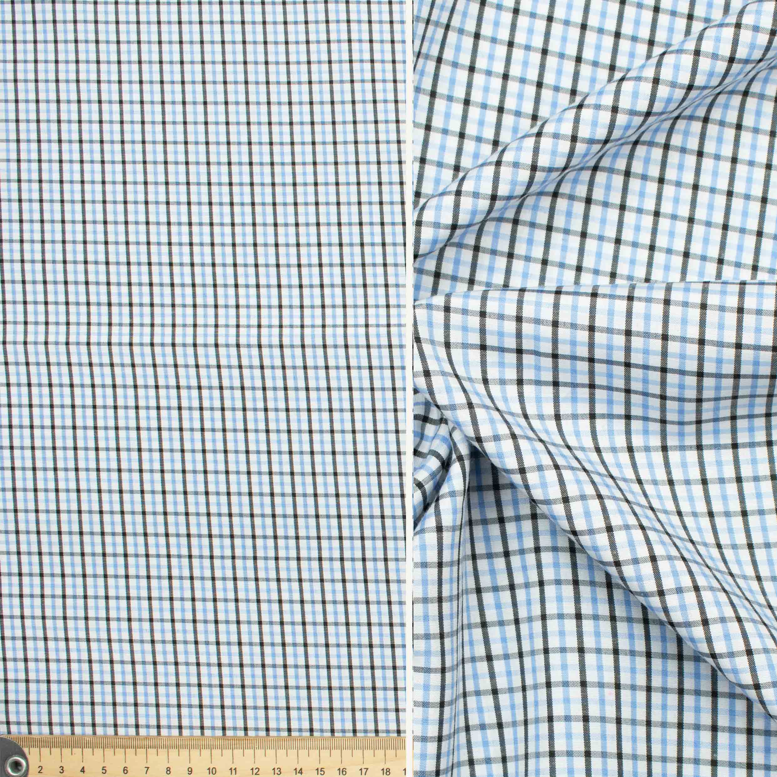 Check Shirting Design-17 Blue & Black
