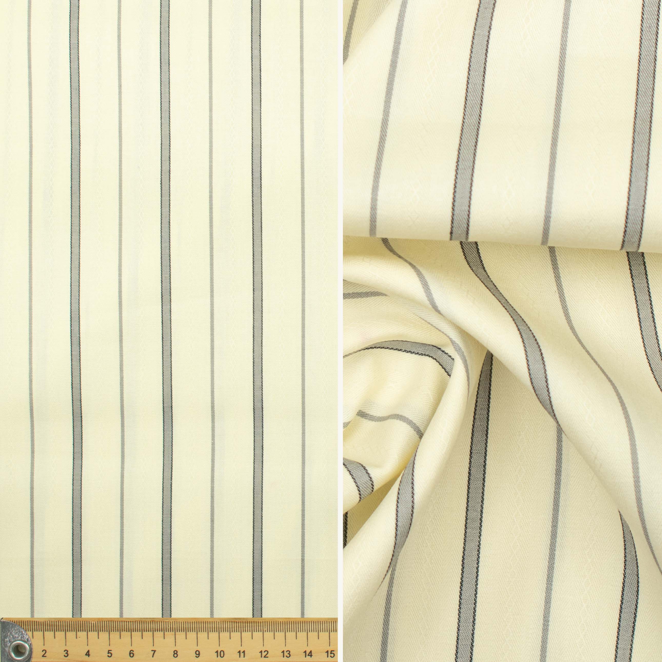 Stripe Shirting Design-8 Grey Stripes on Pale Yellow