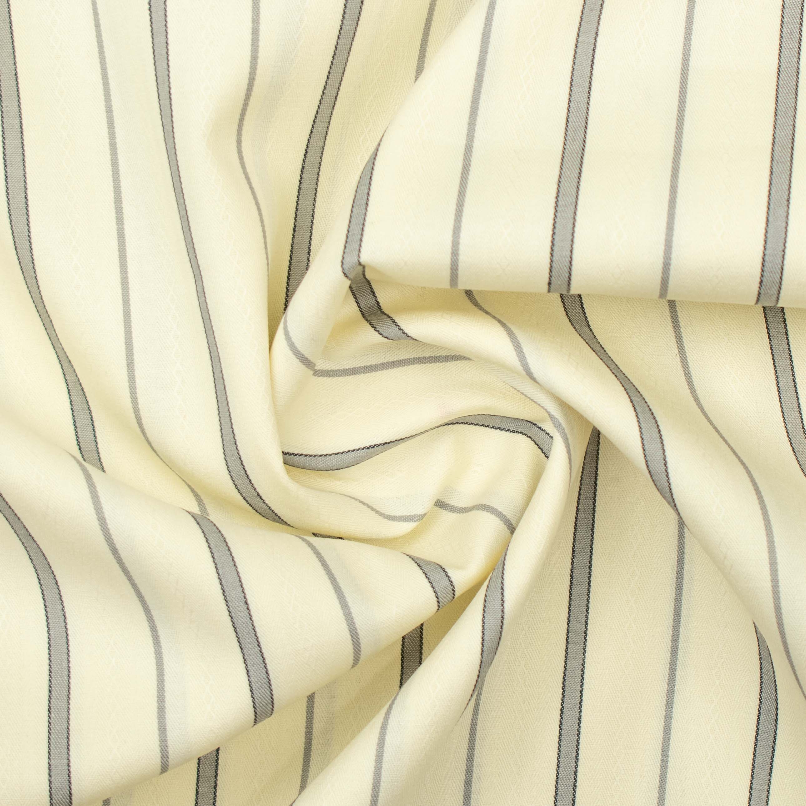 Stripe Shirting Design-8 Grey Stripes on Pale Yellow