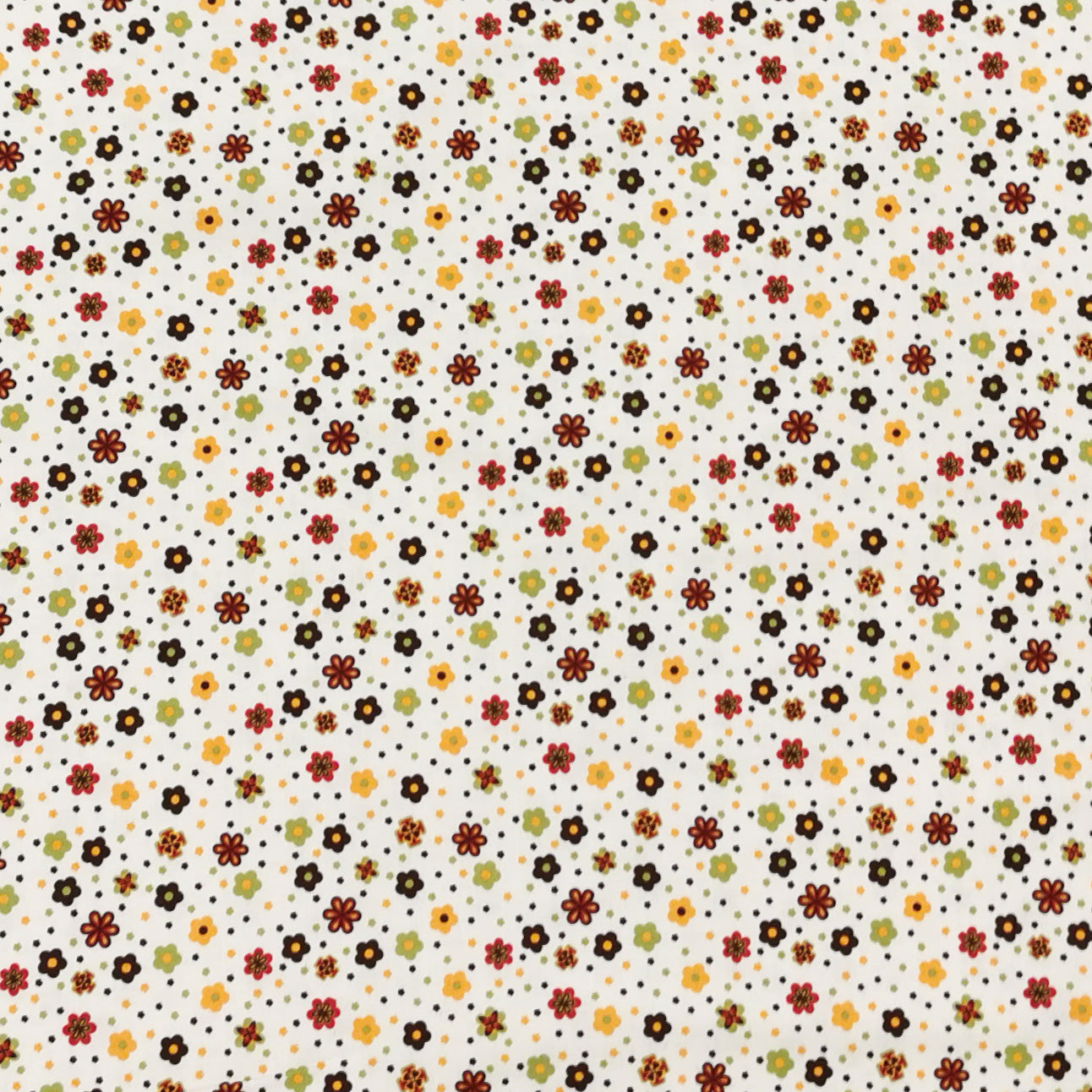 South Sea Imports Garden Patch Floral Dots on Cream Cotton Prints