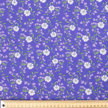 Spring Blooms Collection #06 Purple Flowers & Leaves Cotton Prints