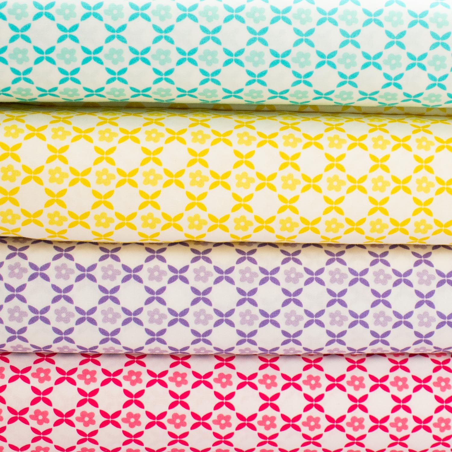 Spring Blooms Collection #17 Pink Geometric Small Flowers Cotton Prints