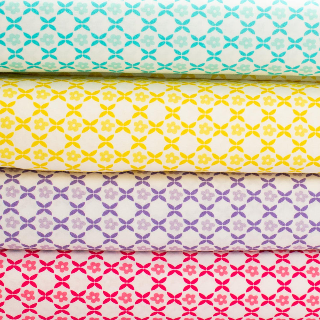 Spring Blooms Collection #18 Purple Geometric Small Flowers Cotton Prints