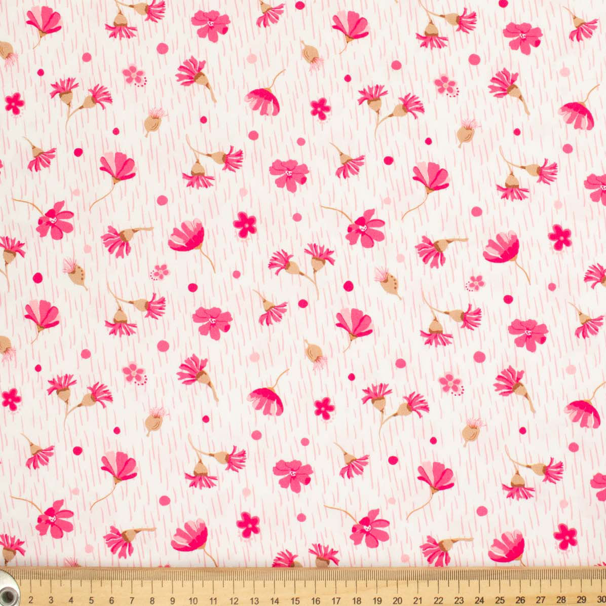 Spring Blooms Collection #13 Pink Flower on White Cotton Prints