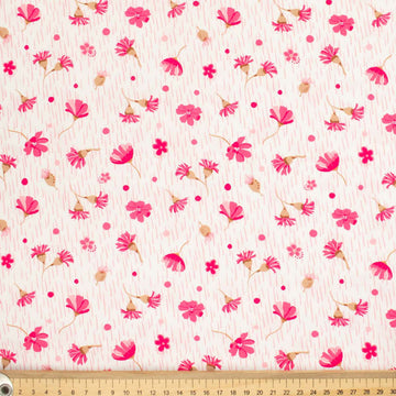 Spring Blooms Collection #13 Pink Flower on White Cotton Prints