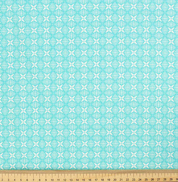 Spring Blooms Collection #12 Blue Geometric Line Floral Cotton Prints