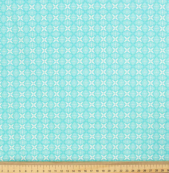 Spring Blooms Collection #12 Blue Geometric Line Floral Cotton Prints