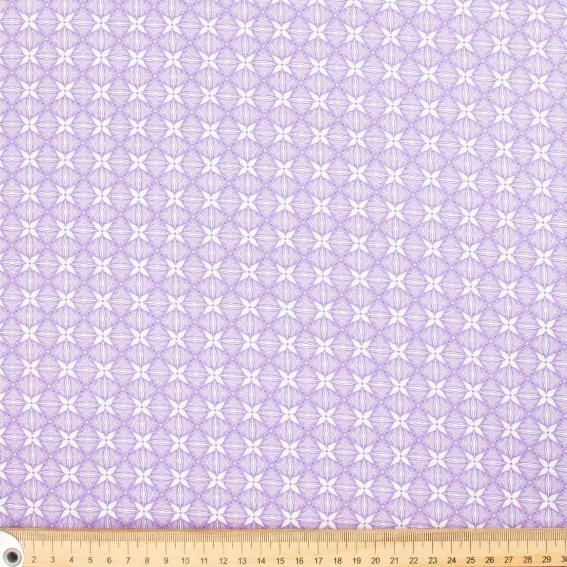 Spring Blooms Collection #10 Purple Geometric Line Floral Cotton Prints