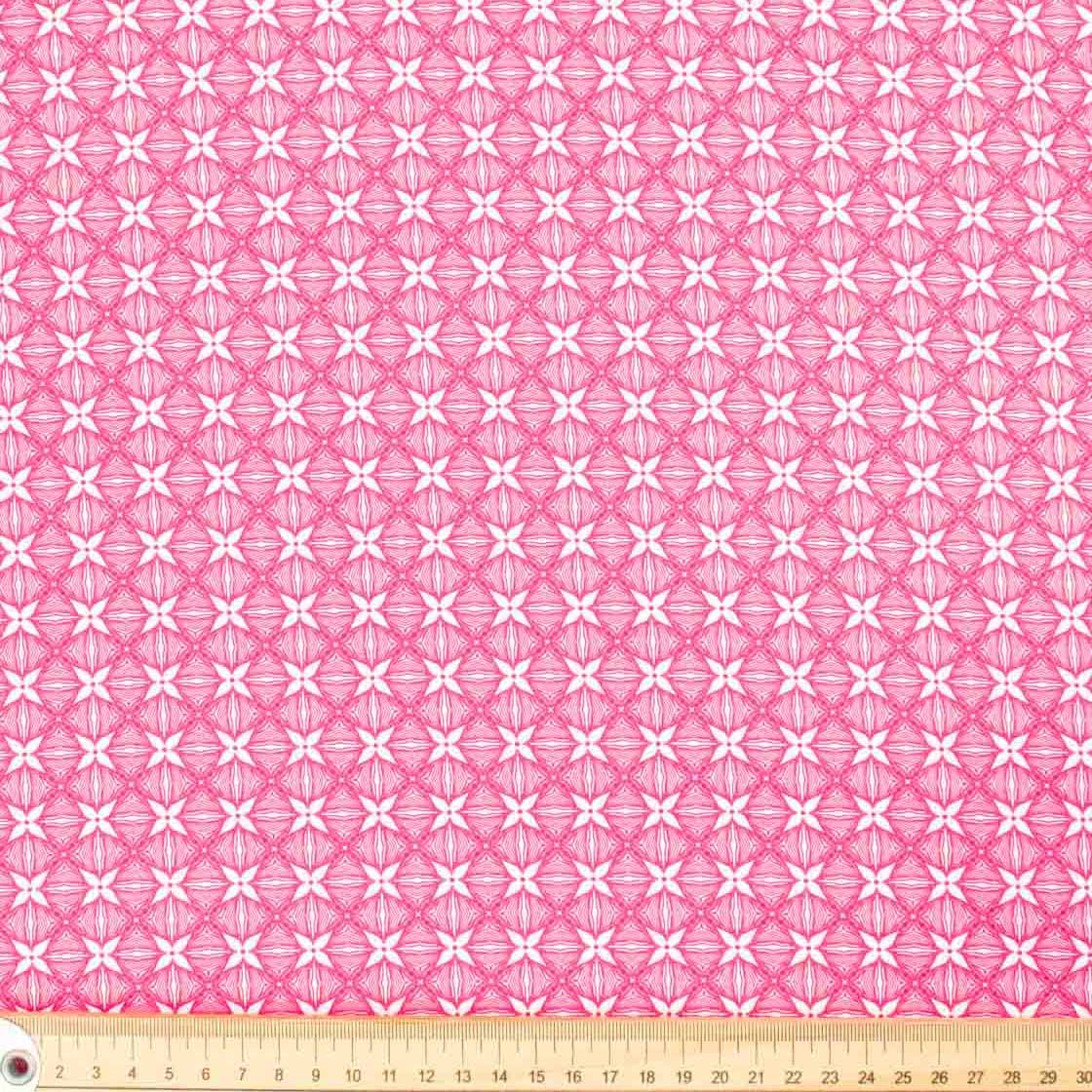 Spring Blooms Collection #09 Pink Geometric Line Floral Cotton Prints