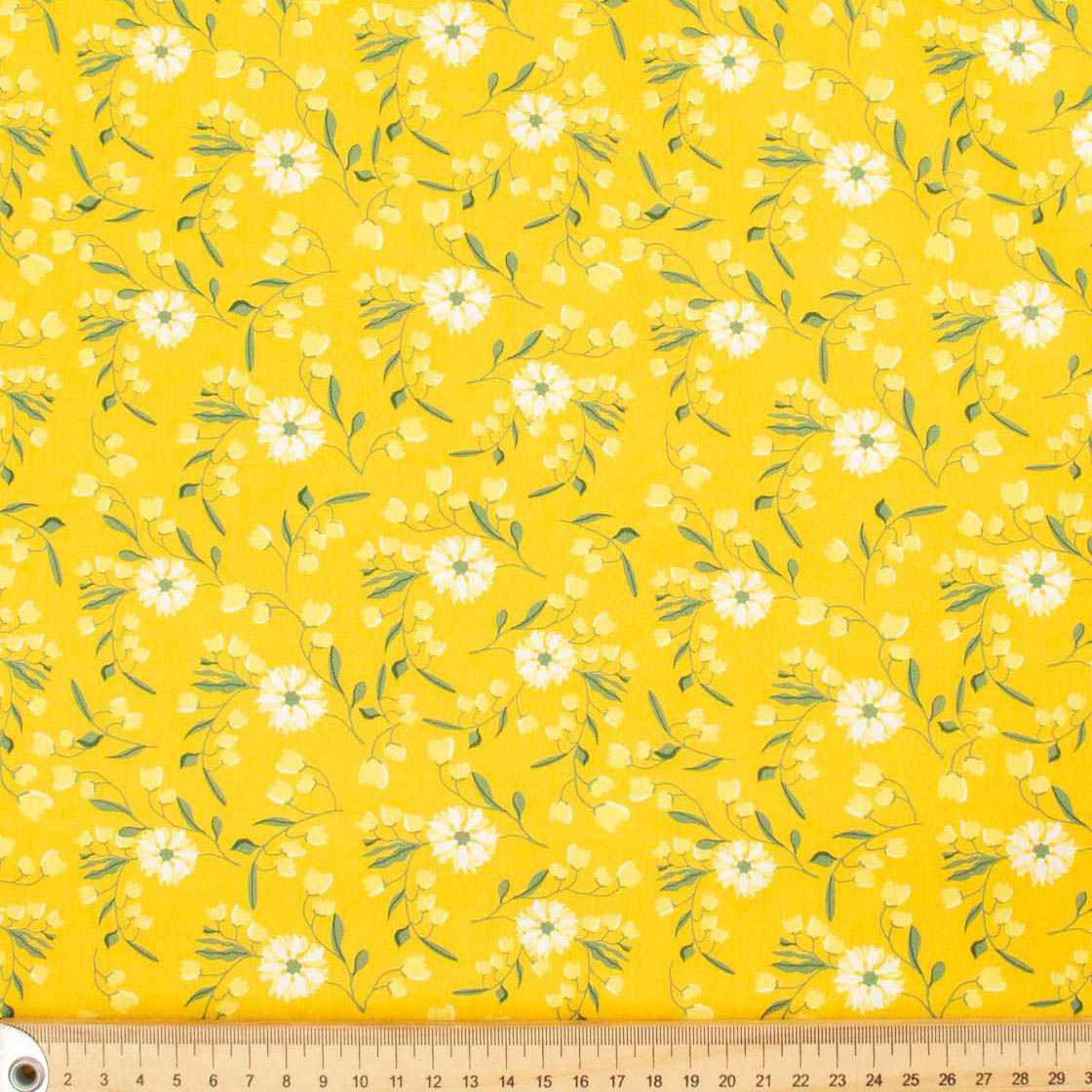 Spring Blooms Collection #07 Yellow Flowers & Leaves Cotton Prints