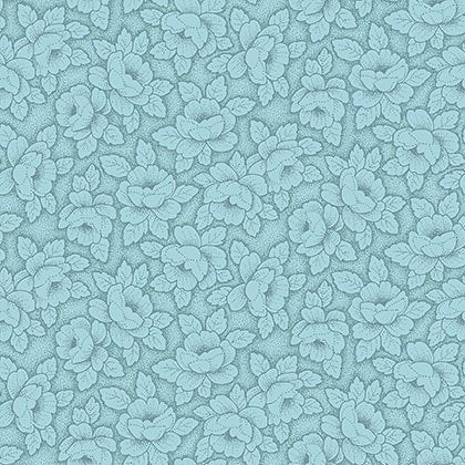 Stof Fabrics Colourflow Teal Flowers with Leaves Cotton Prints