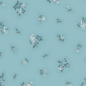 Stof Fabrics Ruby Rose Teal Medium Roses Cotton Prints