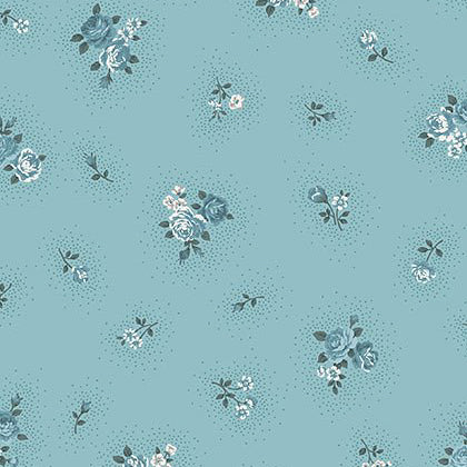 Stof Fabrics Ruby Rose Teal Medium Roses Cotton Prints