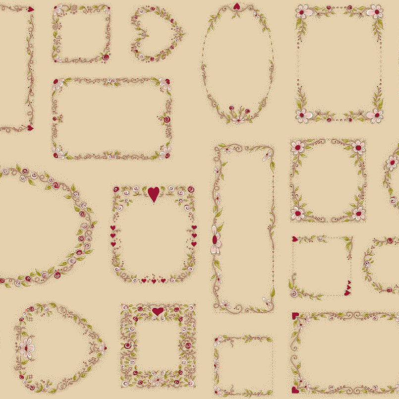 Stof Fabrics La Vie est Belle Vine Frame on Latte Cotton Prints