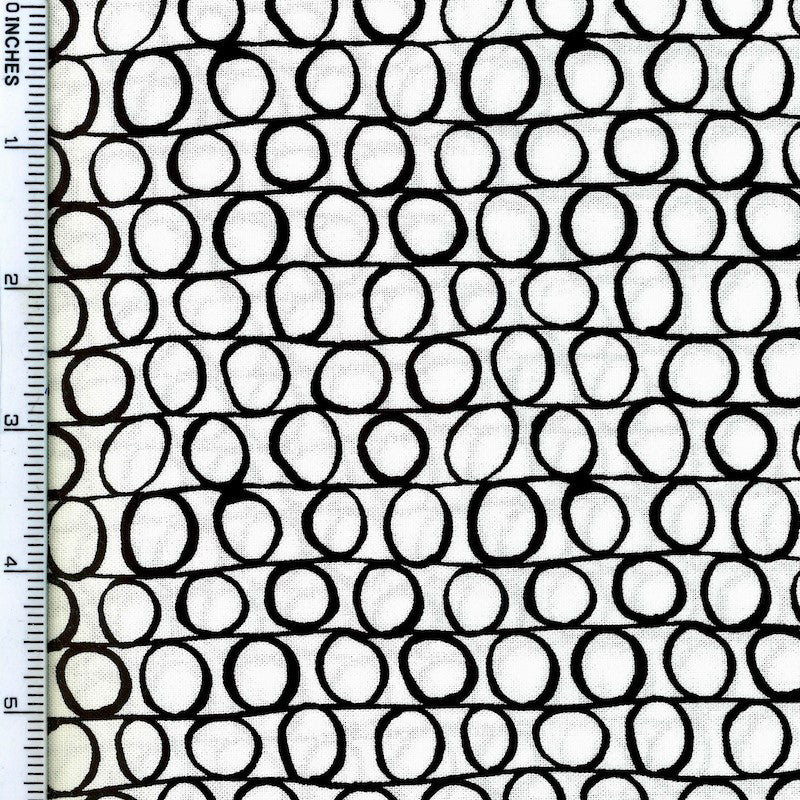 Stof Fabrics Dot Mania-15 Black Circles on White Cotton Prints