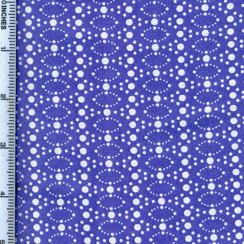 Stof Fabrics Dot Mania White Spots Circle on Blue Cotton Prints