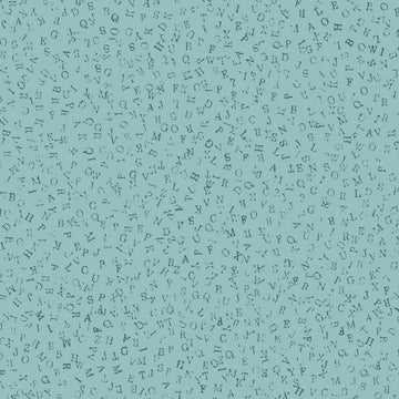 Stof Fabrics Quilters Coordinates Teal Letters Cotton Prints