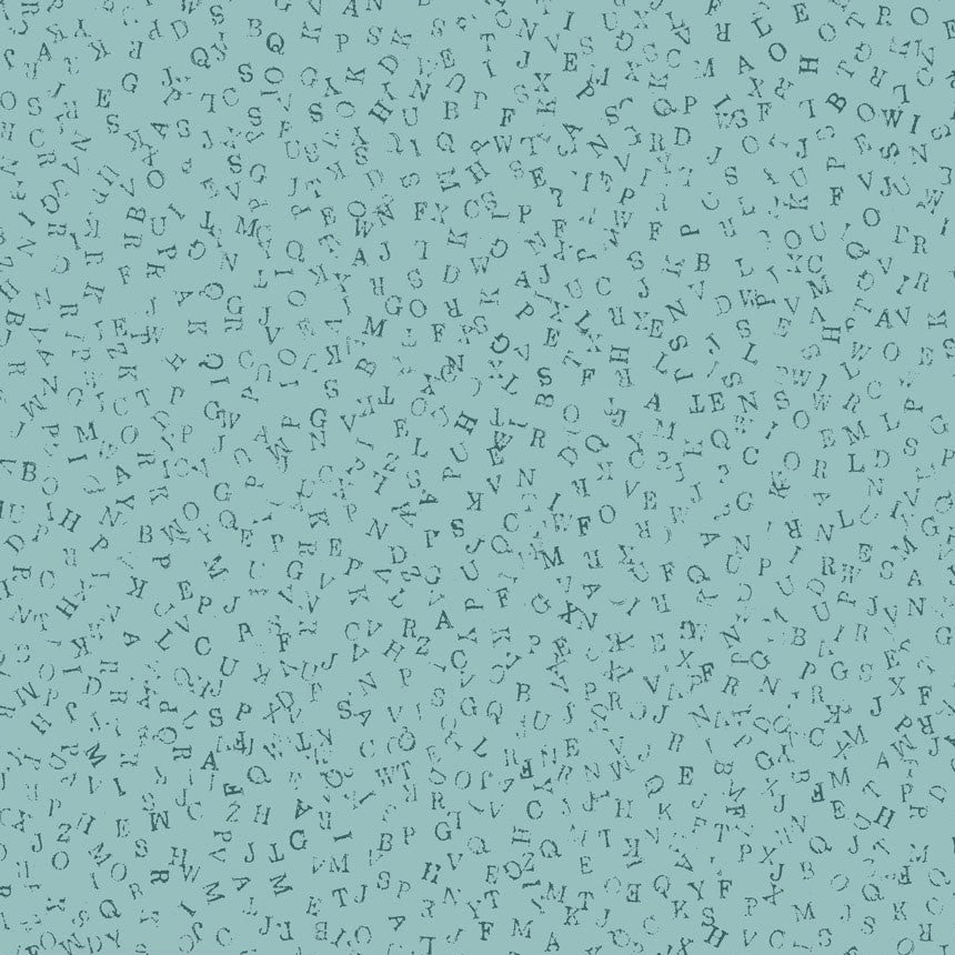 Stof Fabrics Quilters Coordinates Teal Letters Cotton Prints