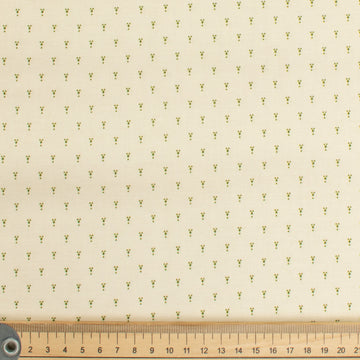 Stof Fabrics Dots Green Mini Spots on Cream Cotton Prints