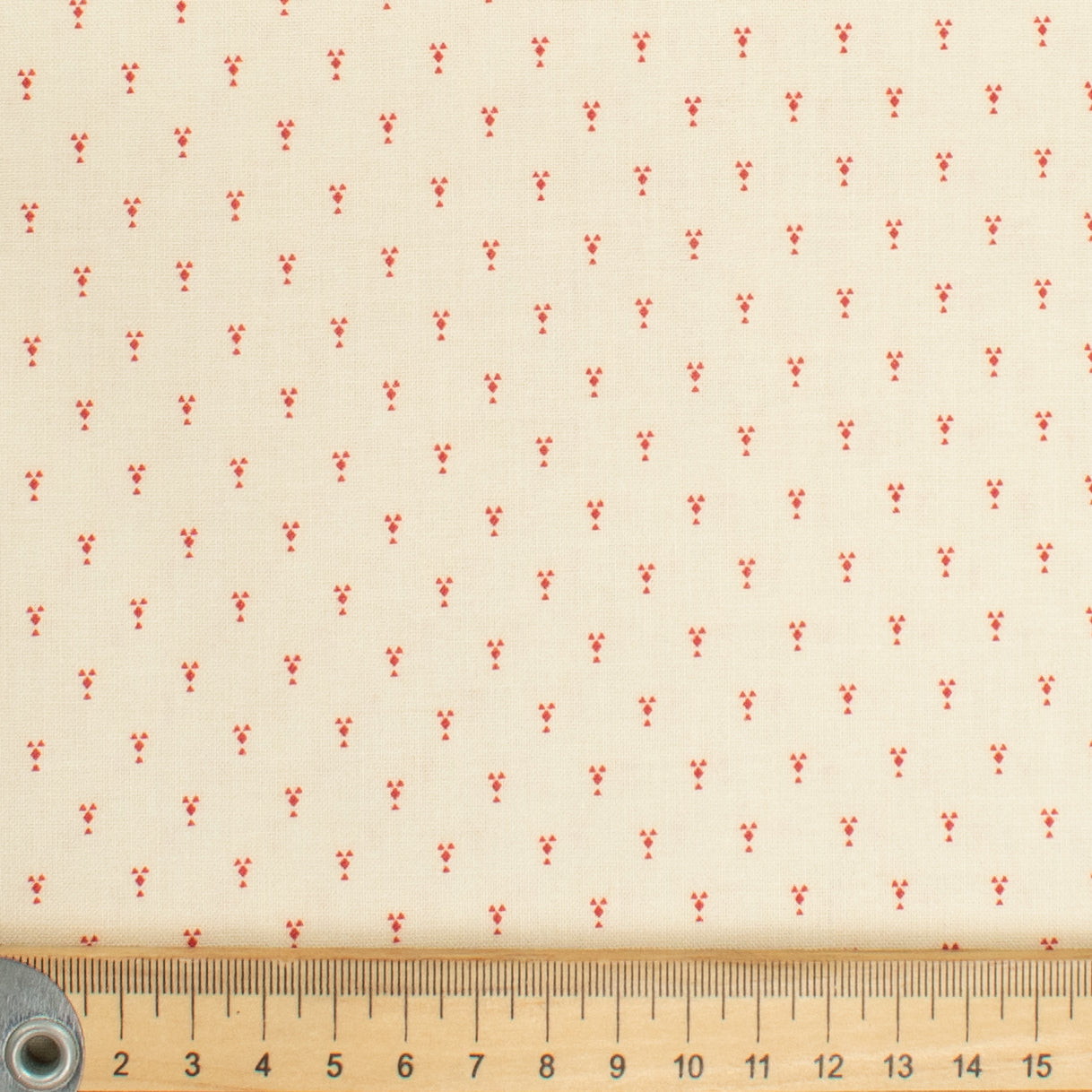 Stof Fabrics Dots Mini Red Spots on Cream Cotton Prints