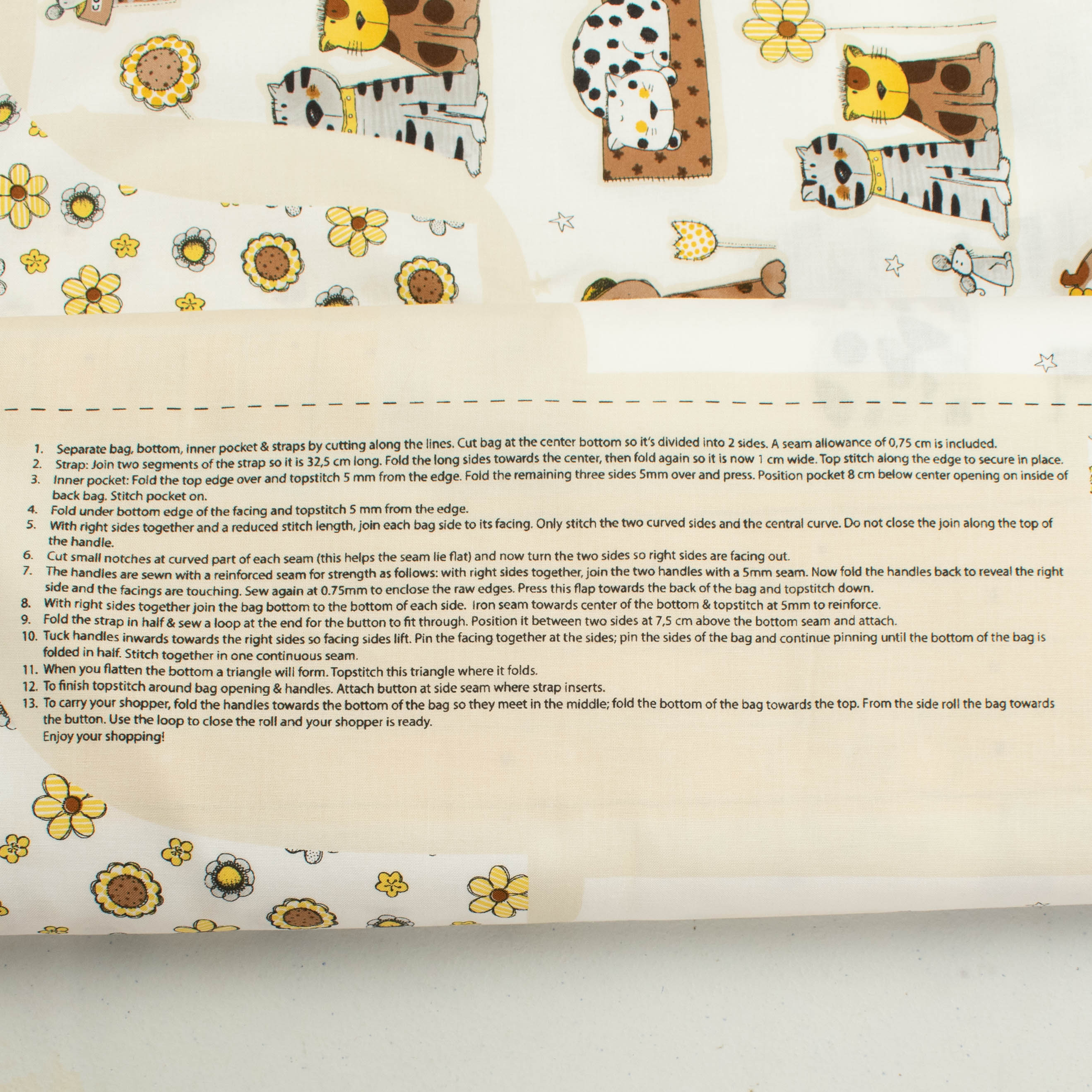 Stof Fabrics Josie &Theo Bag Pattern Cotton Prints Sell by Panel 61CM