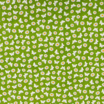 Stof Fabrics Thomsen Bears Floral & Butterfly on Green Cotton Prints