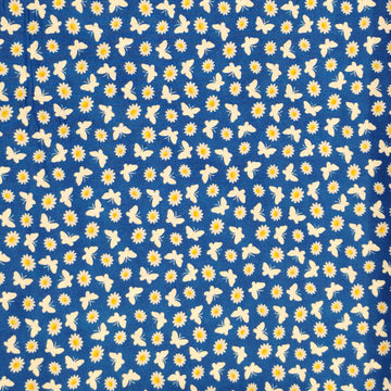 Stof Fabrics Thomsen Bears Floral & Butterfly on Blue Cotton Prints