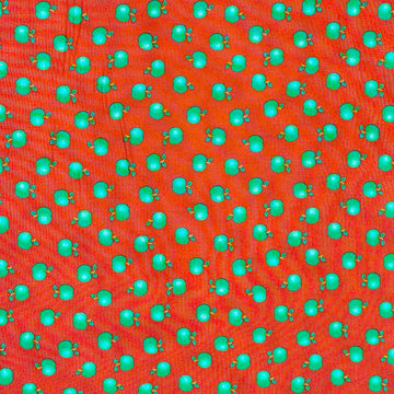 Stof Fabrics Thomsen Bears Green Apple on Red Cotton Prints
