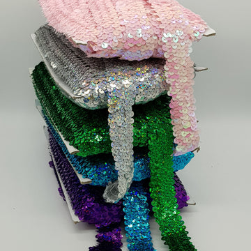 Stretch Sequin Trim 3-Row 30mm