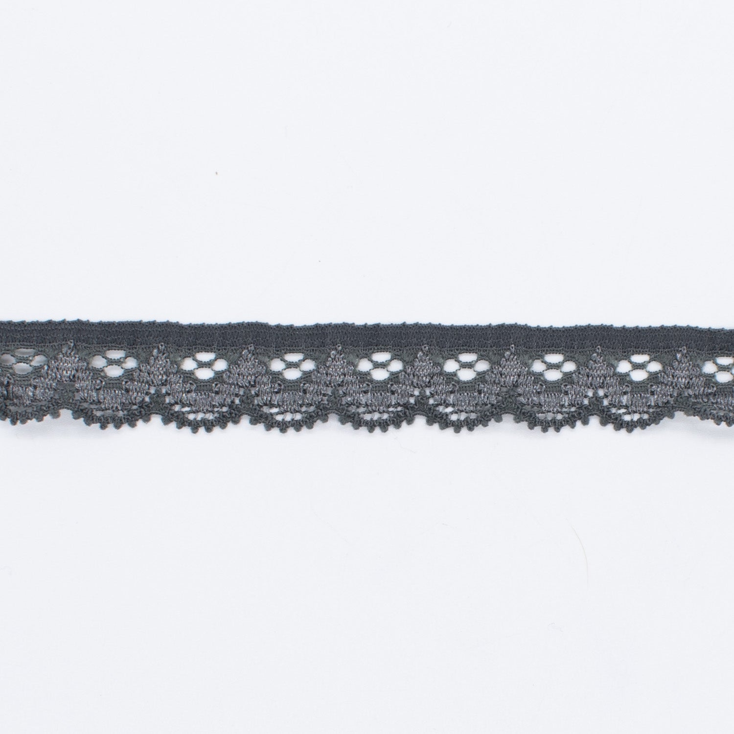Stretch Lace Trim 15mm Design-3N Dark Grey