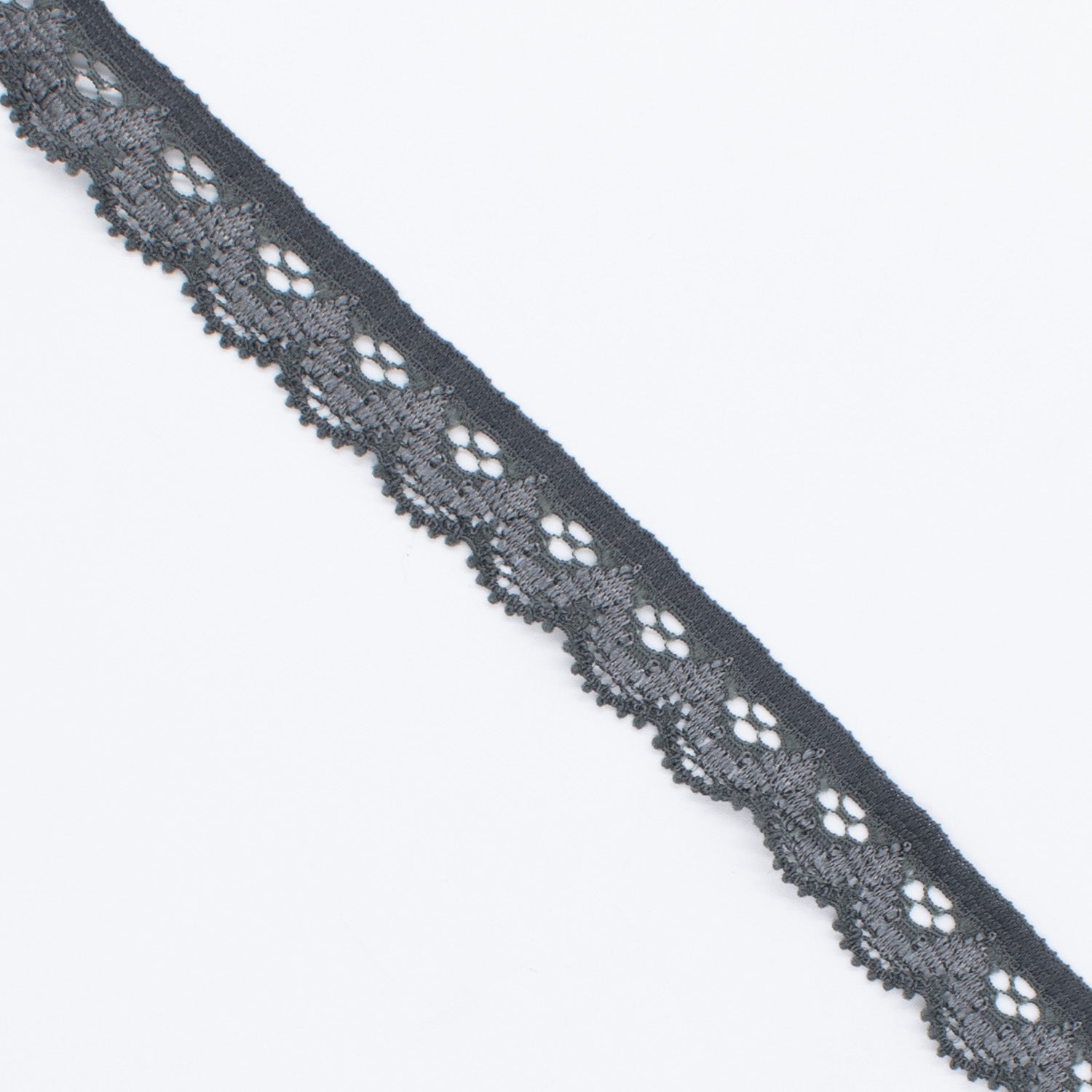 Stretch Lace Trim 15mm Design-3N Dark Grey